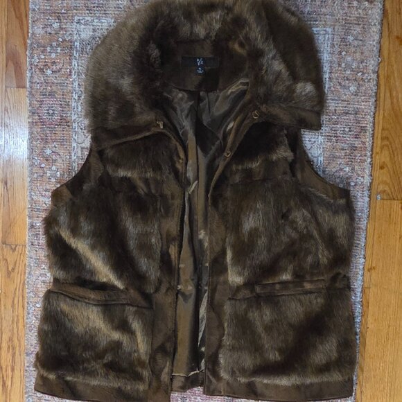 RACHAEL ZOE Brown Faux Fur Vest XL - Picture 1 of 2